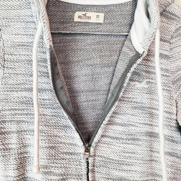HOLLISTER Women's Gray Ribbed Cotton Blend Baja Hoodie Size: X-Small - Picture 4 of 5